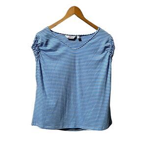 Vineyard Vines Women's Striped V-Neck T-Shirt Blue Size S